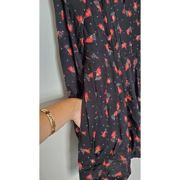 Free People Tegan Black‎ Red Floral Gingko Poppy Mini Dress, Sz S - Picture 6 of 8